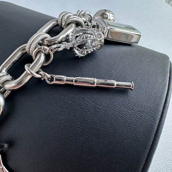 AZ II Charm Bracelet with Watch, Silver Tone, 7.5” + Extender NWT - Picture 8 of 16